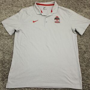 Nike Ohio State Buckeyes Polo Mens L Gray Cotton Short Sleeve